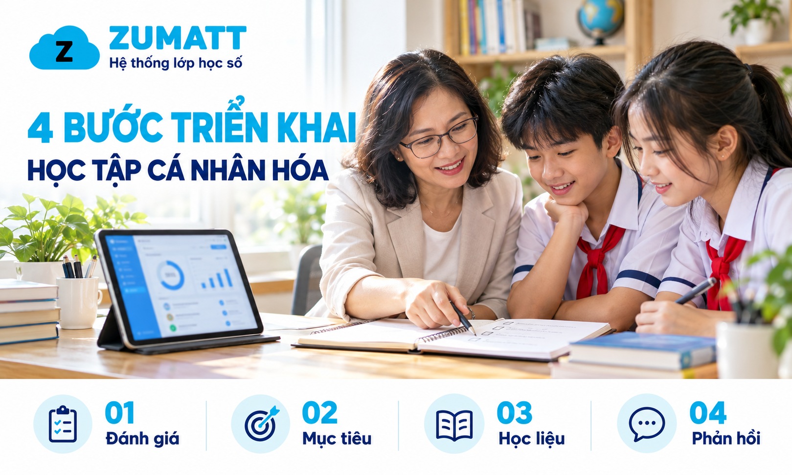Quy trình 4 bước triển khai mô hình học tập cá nhân hóa trong lớp học