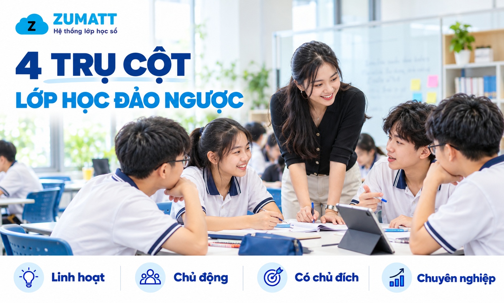 Bốn trụ cột cốt lõi tạo nên mô hình lớp học đảo ngược