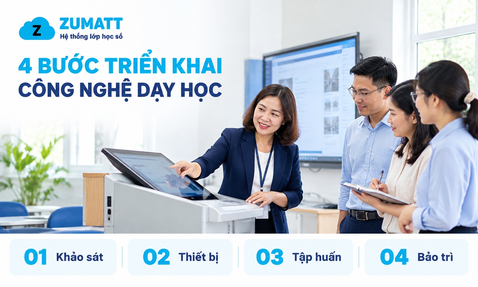 Lộ trình 4 bước triển khai công nghệ trong dạy học tối ưu cho nhà trường
